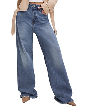 Shop Good American Good Ease High Rise Wide Leg Jeans Indigo 575