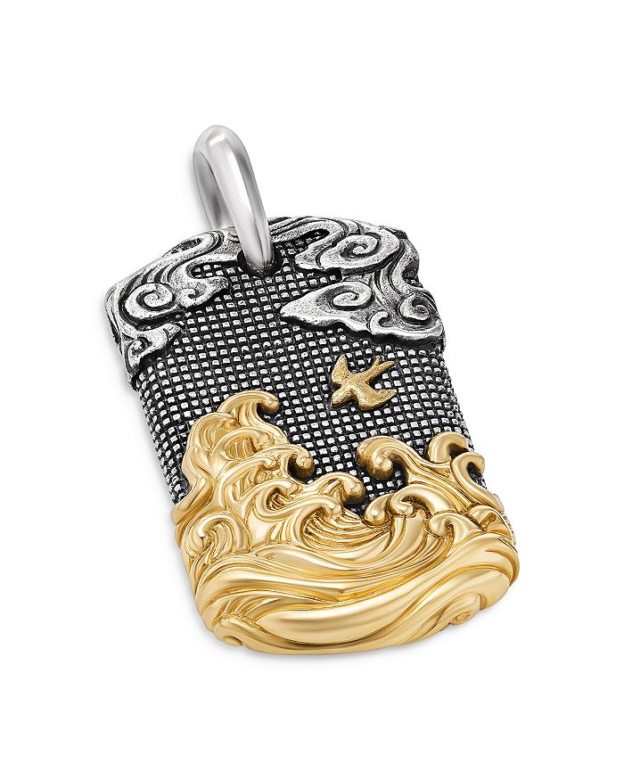 Boutons De Manchette David Yurman Waves En Argent 925 & Agate Blanche Sculptée - RARE