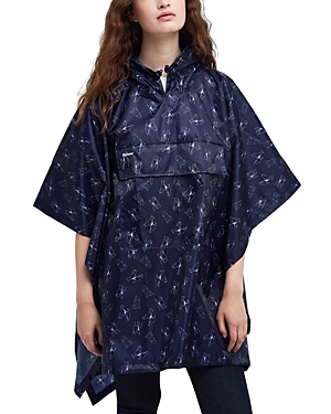 Shop Barbour Packaway Poncho In Blue/white