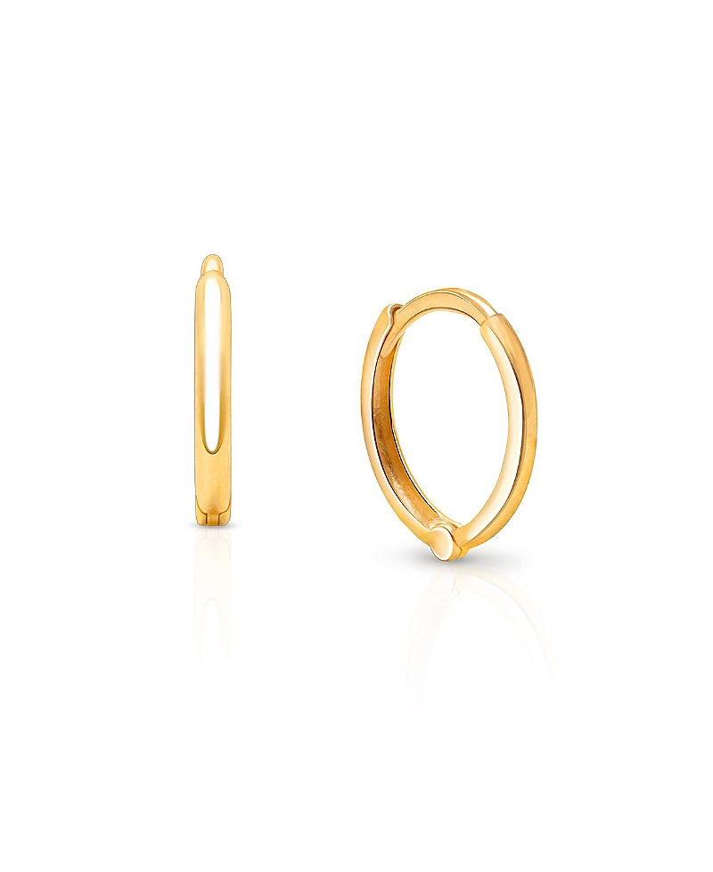 Tiny Blessings Girls' 14K Gold Classic 11mm Classic Huggie Hoop Earrings - Little Kid, Big Kid