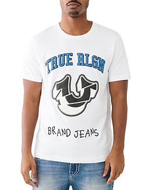 Shop True Religion Spliced Logo Graphic Tee In Optic White