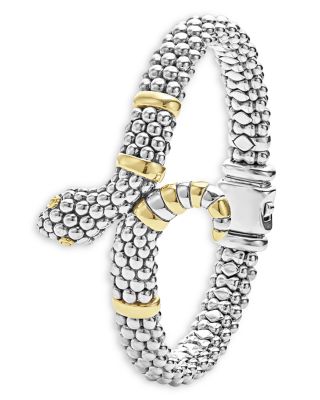 18K Yellow Gold & Sterling Silver Rare Wonders Caviar Bead Snake Bracelet