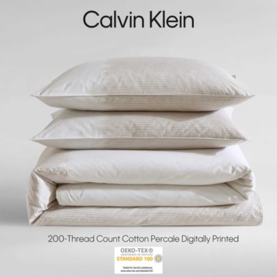 Ikat Pinstripe Cotton Percale 3 Piece Comforter Set, King