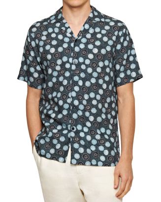 HIBBERT OSHIBANA PRINT SHORT SLEEVE SHIRT - WHITE SAND