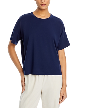 Shop Eileen Fisher Boat Neck Boxy Top In Midnight
