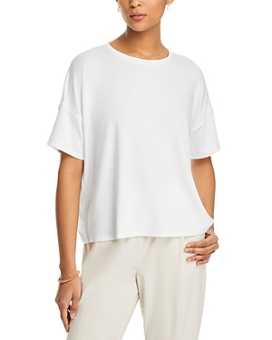 Shop Eileen Fisher Boat Neck Boxy Top In White