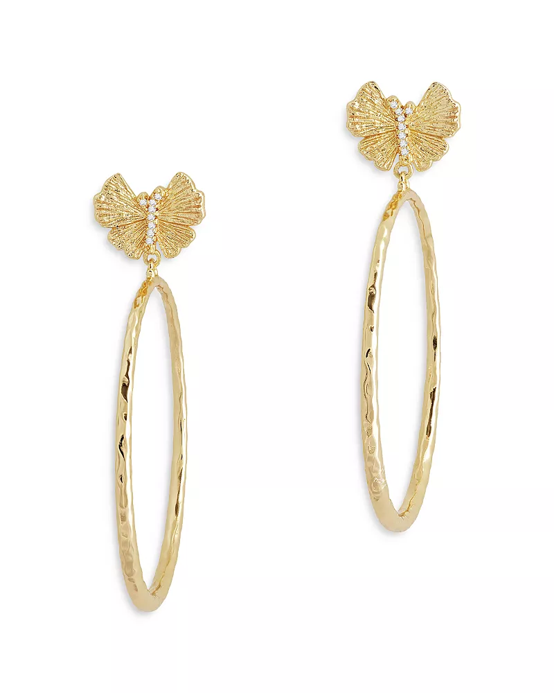 Anabel Aram Butterfly Single Hoop Earrings in 18K Gold Plated