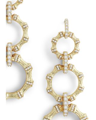 Sculpted Bamboo Chain Earrings in 18K Gold Plated