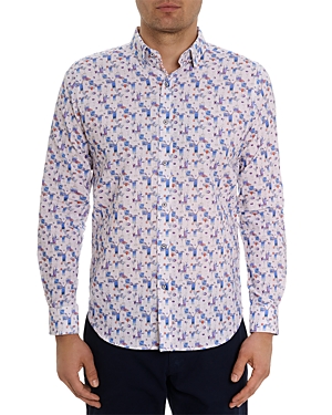 Robert Graham Blue Hawaiian Long Sleeve Button Down Shirt In Multi