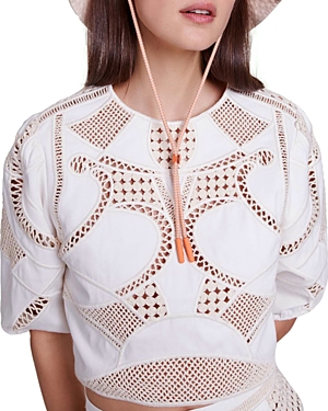 Maje Liany Cotton Embroidered Top