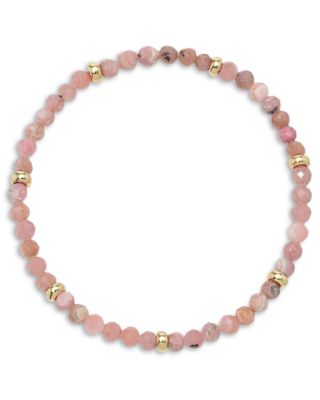 Zoe Lev - 14K Yellow Gold Pink Rhodochrosite Bead Bracelet