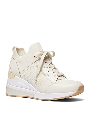 MICHAEL KORS MICHAEL MICHAEL KORS WOMEN'S GEORGIE ALMOND TOE KNIT WEDGE PLATFORM TRAINER trainers