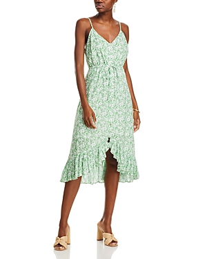 Shop Rails Frida Sleeveless V Neck Midi Dress In Green Texture Floral