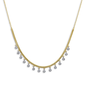 14K White & Yellow Gold Diamond Bezel Dangle Collar Necklace, 18