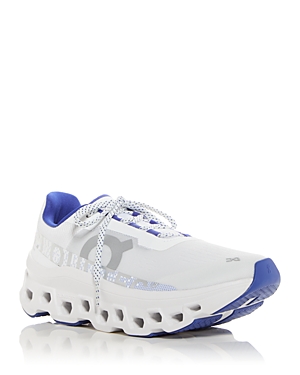 On Cloudmster Running Shoe In White/indigo