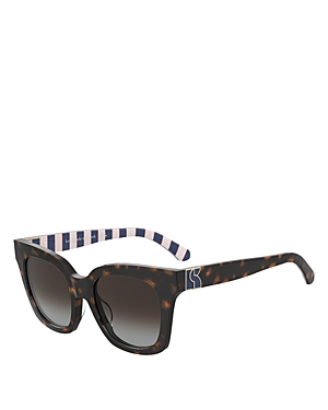 Shop Kate Spade New York Constance Square Sunglasses, 53mm In Havana/brown Polarized Gradient