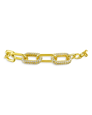 Cz By Kenneth Jay Lane Pave Chain Link Bracelet In Gold