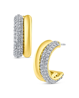 Cz By Kenneth Jay Lane Pave Double Hoop Earrings In Gold