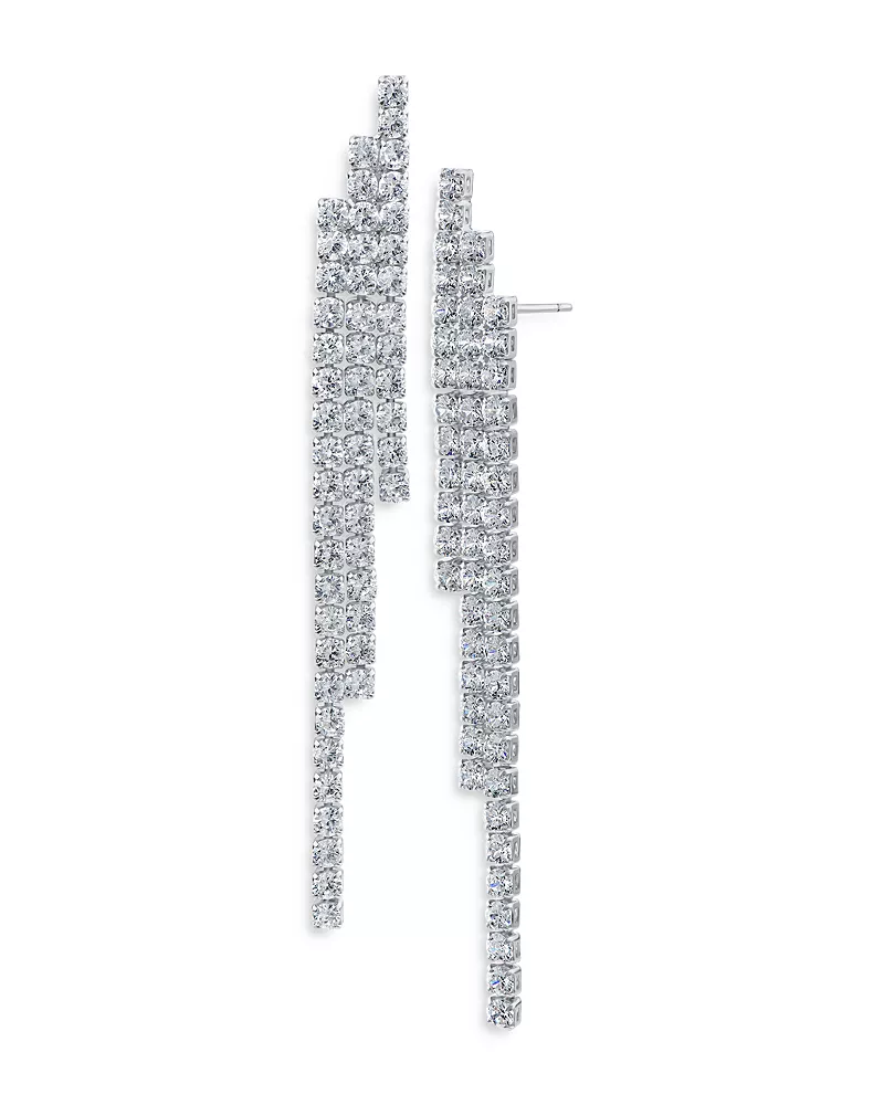 Cz By Kenneth Jay Lane Round Triple Row Drop Earrings