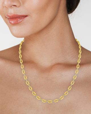 Delicate Pav&eacute; Link Necklace, 18"