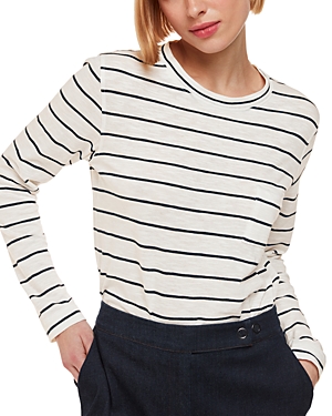Whistles Striped Crewneck Long Sleeve Tee In Ivory/multi