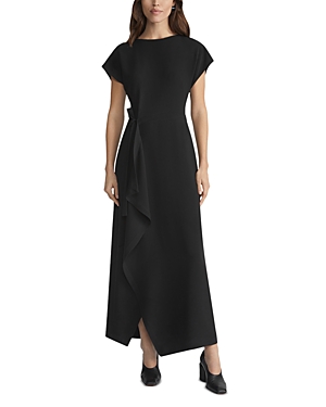 Shop Lafayette 148 Finesse Tie Front Maxi Dress In Black