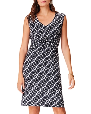 Nic + Zoe Midnight Shibori Sleeveless Dress In Black Multi