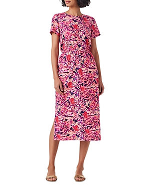 Shop Nzt Nic+zoe Blurred Floral Cotton T-shirt Dress In Pink Multi