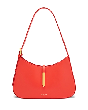 Shop Demellier London Tokyo Leather Shoulder Bag In Poppy Red/gold