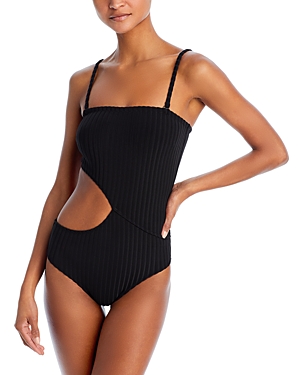 Shop Solid & Striped Sold & Striped The Cameron Ribbed One Piece Swimsuit In Black