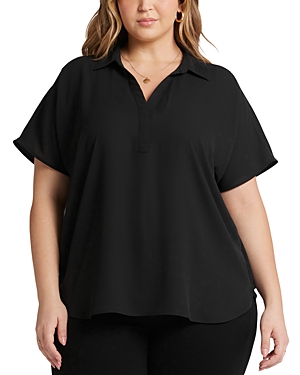 Shop Nydj Plus Size Becky Blouse In Black