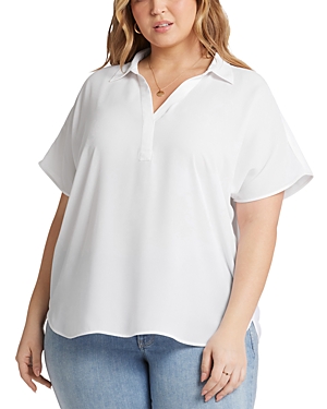 Shop Nydj Plus Size Becky Blouse In Optic White