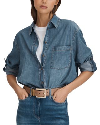 REISS Carter Denim Shirt Bloomingdale's