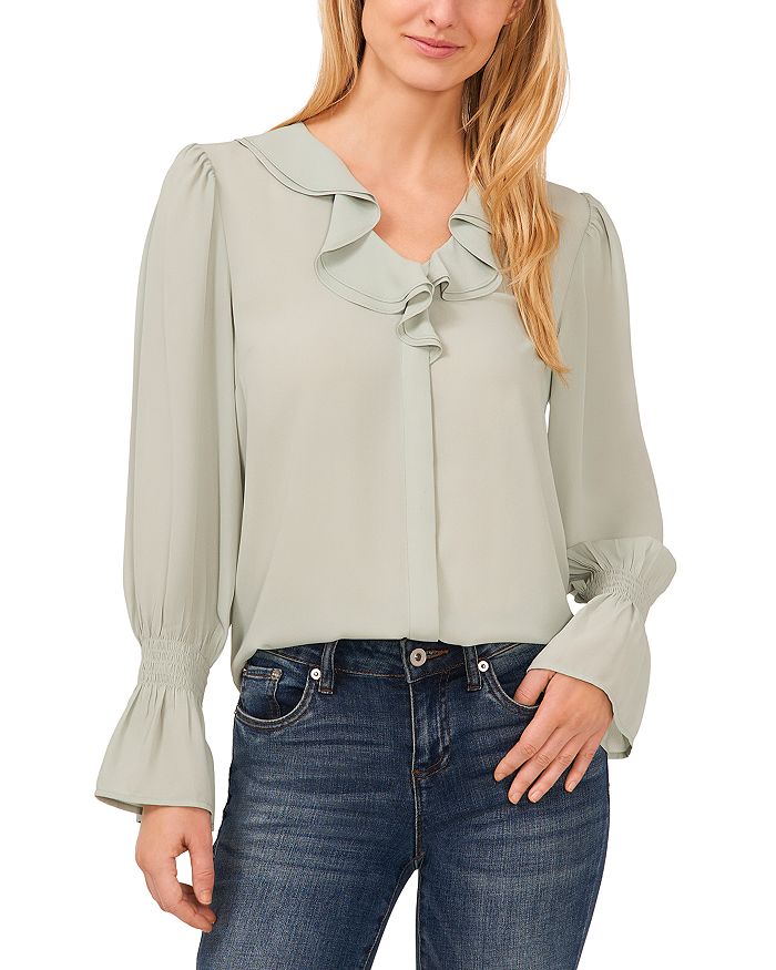 cece ruffled tie neck blouse