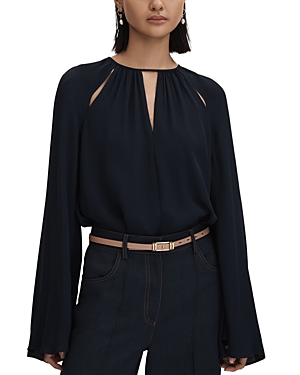 Shop Reiss Gracie Cutout Top In Navy