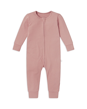 Shop Mori Unisex Ribbed Clever Zip Romper - Baby In Rose