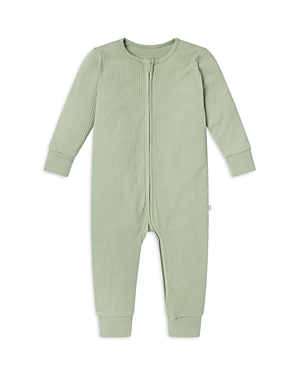 Mori Unisex Ribbed Clever Zip Romper - Baby In Sage