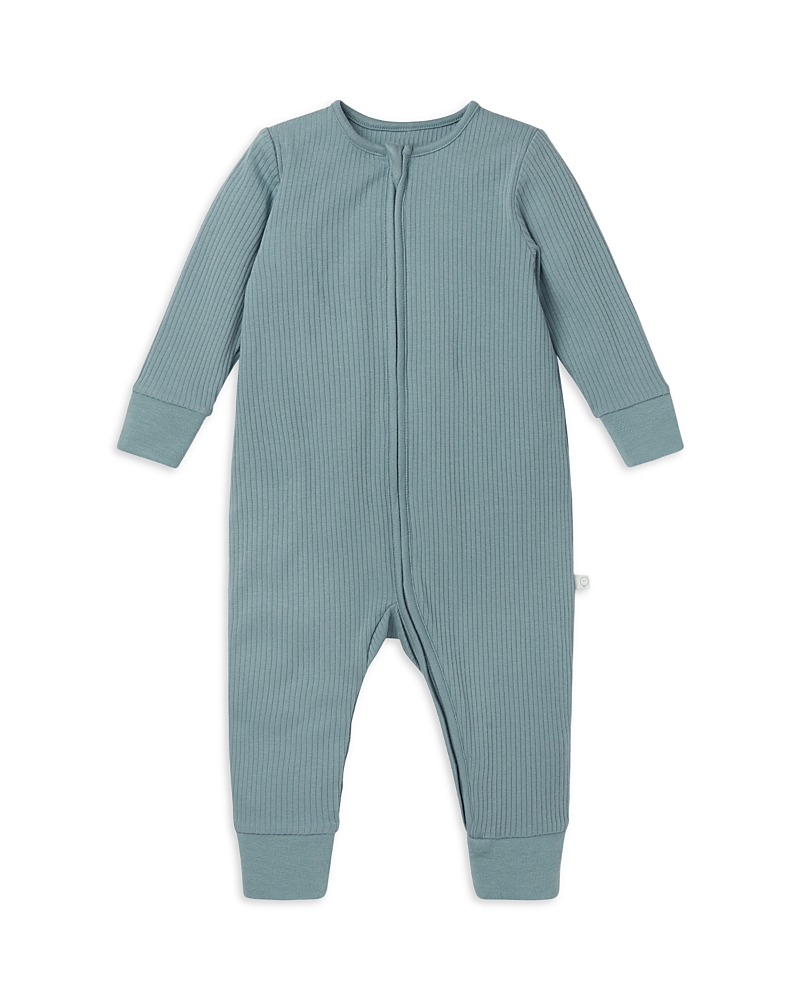 Shop Mori Unisex Ribbed Clever Zip Romper - Baby In Sky