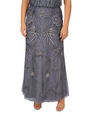 Beaded Short Sleeve Gown