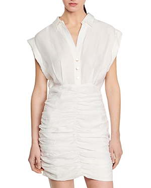 Shop Sandro Romy Ruched Mini Dress In White