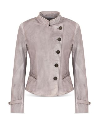 Emporio Armani Leather Asymmetrical Button Jacket