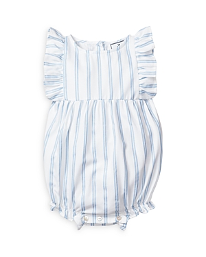 Shop Petite Plume Girls' Stripes Ruffled Romper - Baby In Periwinkle
