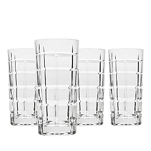 Godinger Radius Plaid Highball Glasses, Set Of 4 In Clear