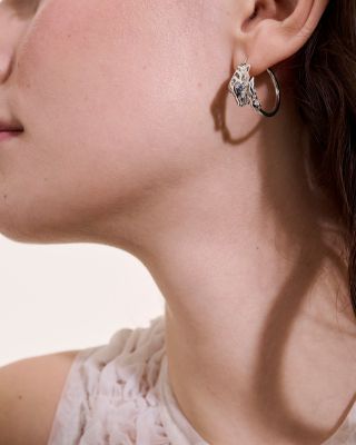 Sterling Silver Naga Blue Sapphire Dragon Small Hoop Earrings