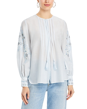 Acacia Pleated Embroidered Top