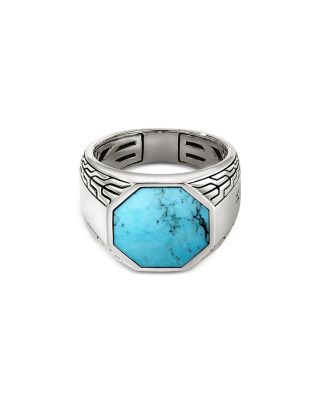 Men's Sterling Silver Turquoise Signet Ring