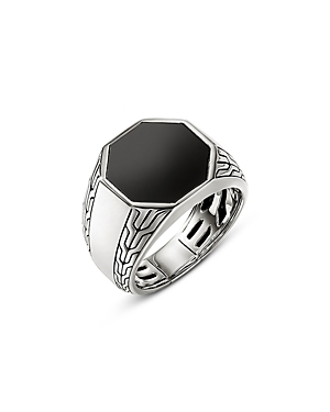 Shop John Hardy Men's Sterling Silver Onyx Signet Ring In Black/silver