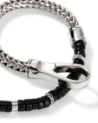 Sterling Silver Heishi Black Onyx Beaded Flex Bracelet