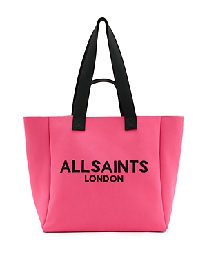 Shop Allsaints Izzy Logo Knit East/west Tote In Hot Pink