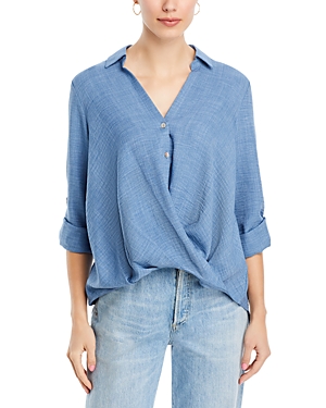 Shop Status By Chenault Button Front Top In Denim